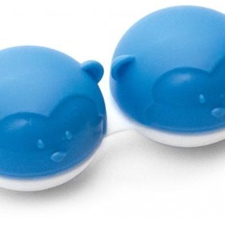 Blauwe contactlenzenhouder in apenvorm